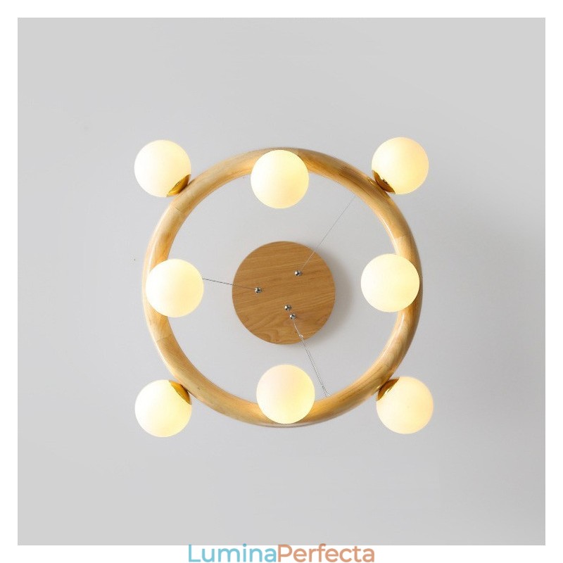 Candelabru cu pandantiv din lemn Nordic Ring, simplu, modern, cu nuante de fasole