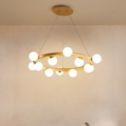 Candelabru cu pandantiv din lemn Nordic Ring, simplu, modern, cu nuante de fasole
