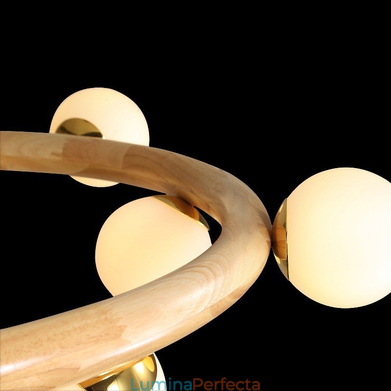 Candelabru cu pandantiv din lemn Nordic Ring, simplu, modern, cu nuante de fasole