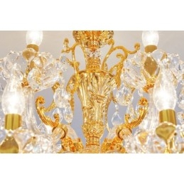Candelabru de lux cu 6 lumini, 8 lumini, de cristal, culoare auriu
