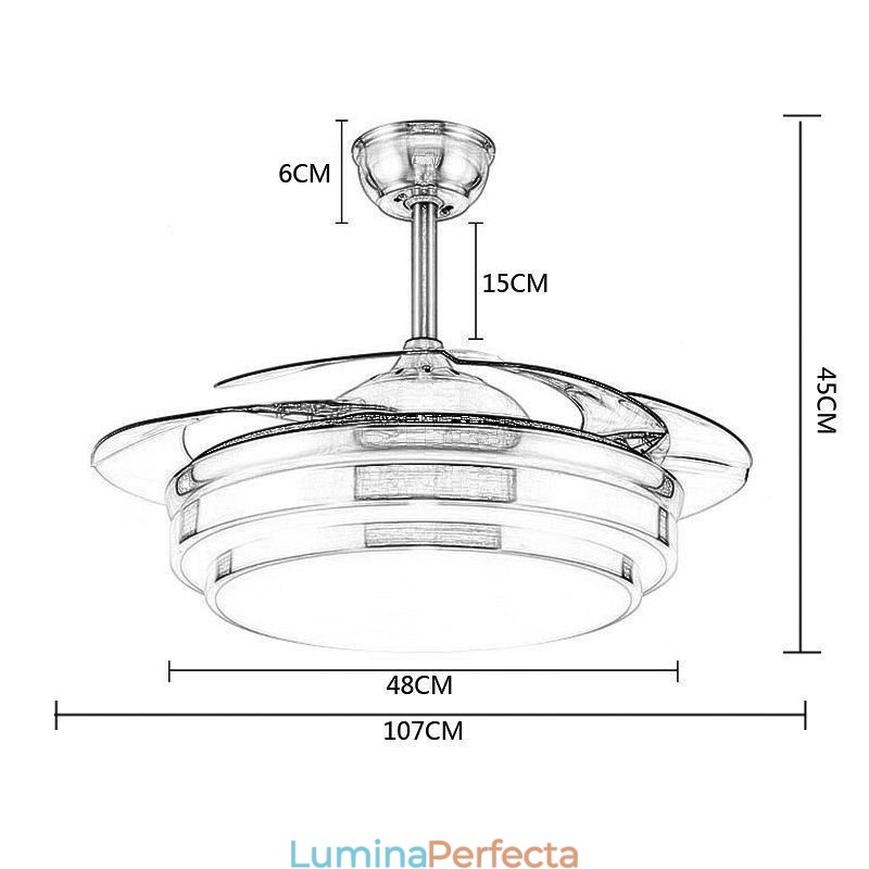 Lampă modernă ventilator de tavan ABS cu lamă ventilator Iluminare acrilic