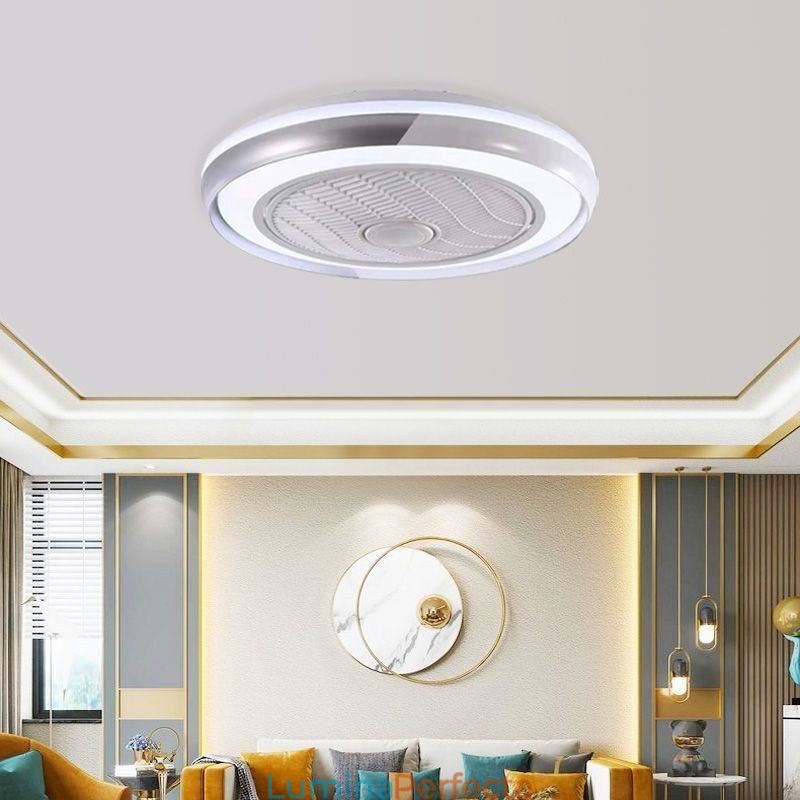 Lampă modernă pentru ventilator de tavan Lampă de tavan rotundă din acril cu telecomandă
