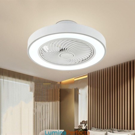 Lumini moderne pentru ventilator de tavan cu lampă rotundă din acril cu telecomandă Lumini moderne pentru ventilator de tavan cu lampă rotundă din acril cu telecomandă