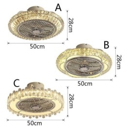 Ventilator de tavan din cristal Lampă de tavan rotundă aurie