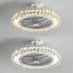 Ventilator de tavan din cristal Lampă de tavan rotundă aurie