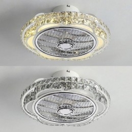 Ventilator de tavan din cristal Lampă de tavan rotundă aurie