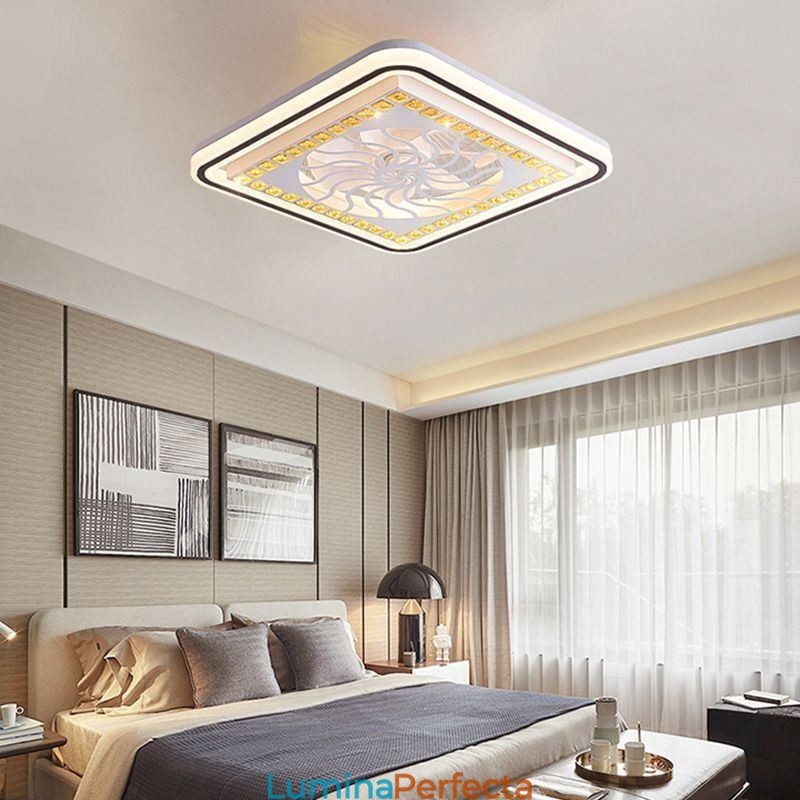 Ventilator de tavan inteligent cu decorare luminoasă cu reglaj continuu