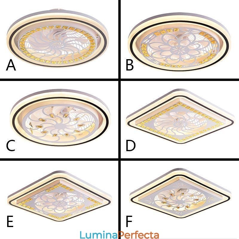 Ventilator de tavan inteligent cu decorare luminoasă cu reglaj continuu