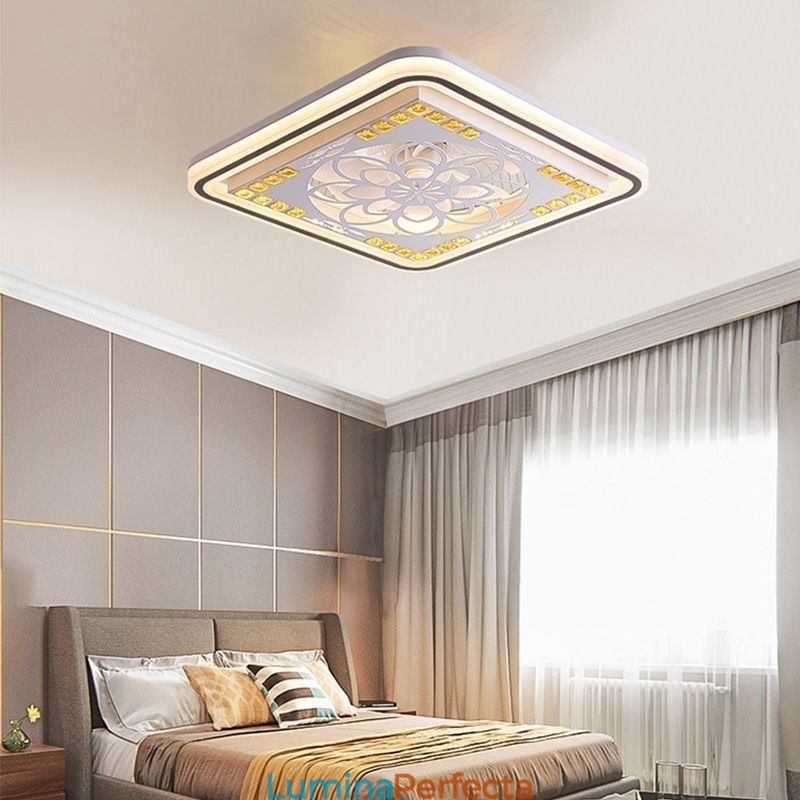 Ventilator de tavan inteligent cu decorare luminoasă cu reglaj continuu