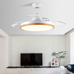 Lampă modernă pentru ventilator de tavan cu invertor, cu telecomandă, cu reglaj tricolor