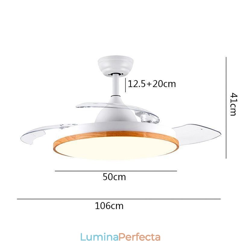 Lampă modernă pentru ventilator de tavan cu invertor, cu telecomandă, cu reglaj tricolor