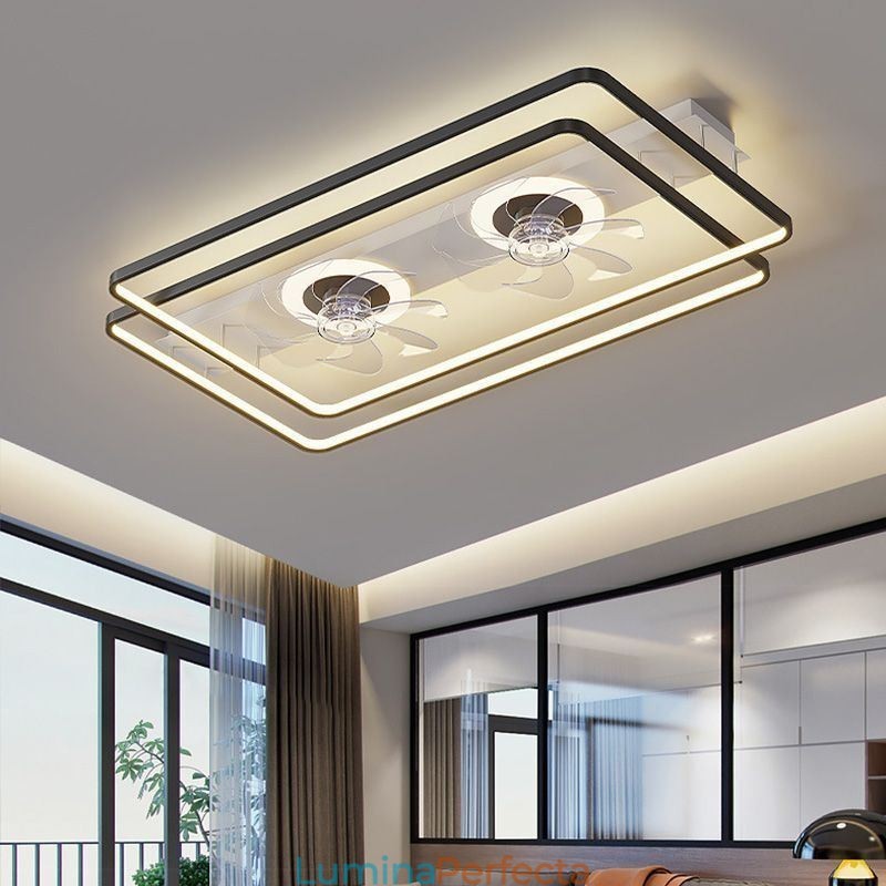 Ventilator de tavan modern cu montare încasată, cu telecomandă cu lumini
