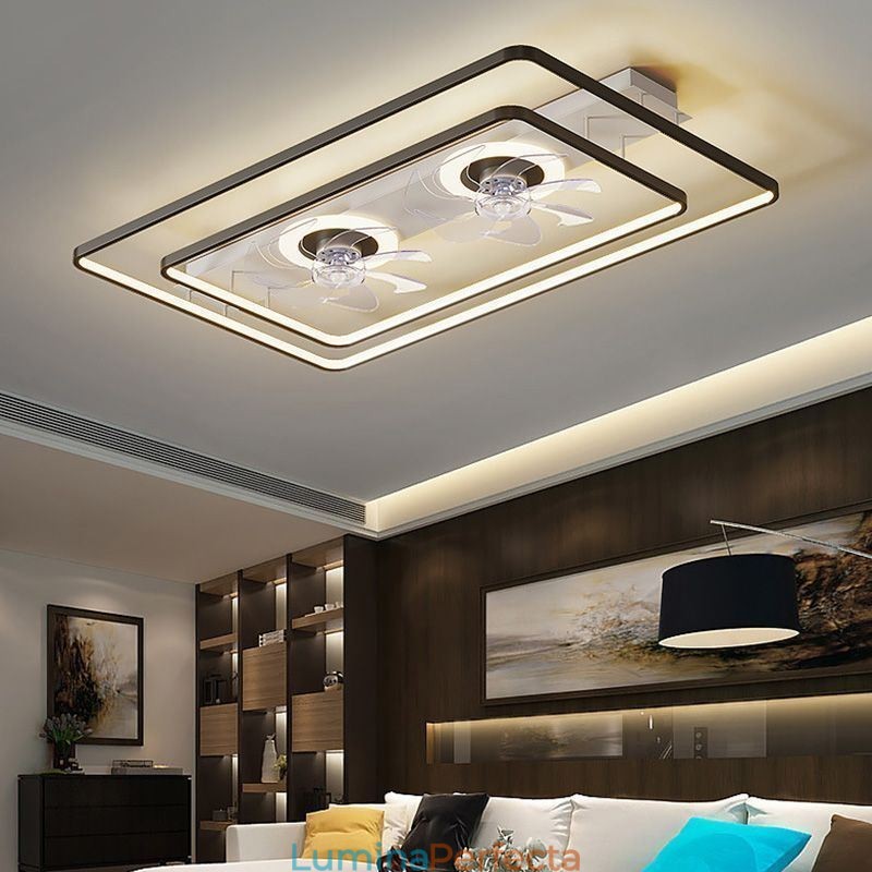 Ventilator de tavan modern cu montare încasată, cu telecomandă cu lumini