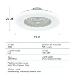 Ventilator Plafoniera Tricromatica Dimming Telecomanda cu 3 viteze