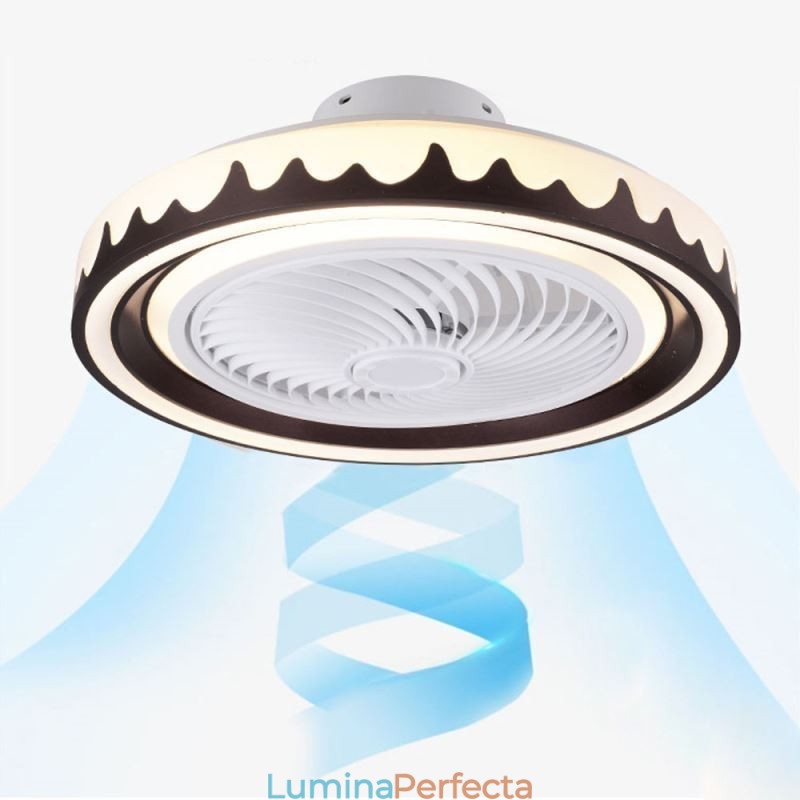Lampă de tavan cu ventilator rotund, cu 3 viteze, cu telecomandă
