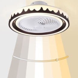 Lampă de tavan cu ventilator rotund, cu 3 viteze, cu telecomandă
