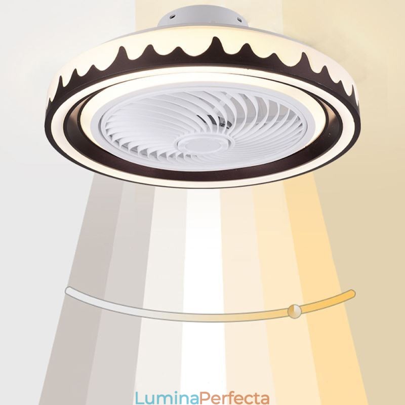 Lampă de tavan cu ventilator rotund, cu 3 viteze, cu telecomandă