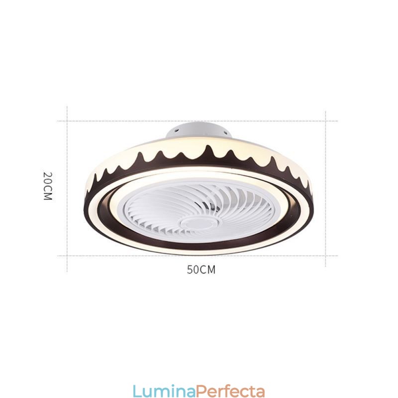 Lampă de tavan cu ventilator rotund, cu 3 viteze, cu telecomandă