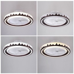 Lampă de tavan cu ventilator rotund, cu 3 viteze, cu telecomandă