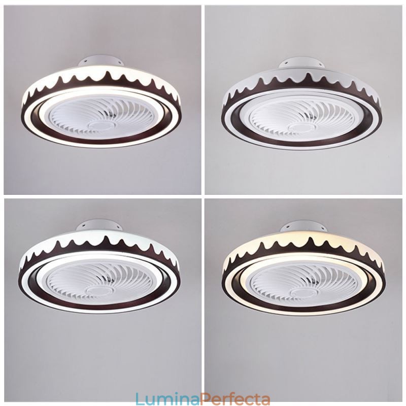 Lampă de tavan cu ventilator rotund, cu 3 viteze, cu telecomandă