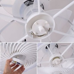 Lampă de tavan cu ventilator rotund, cu 3 viteze, cu telecomandă