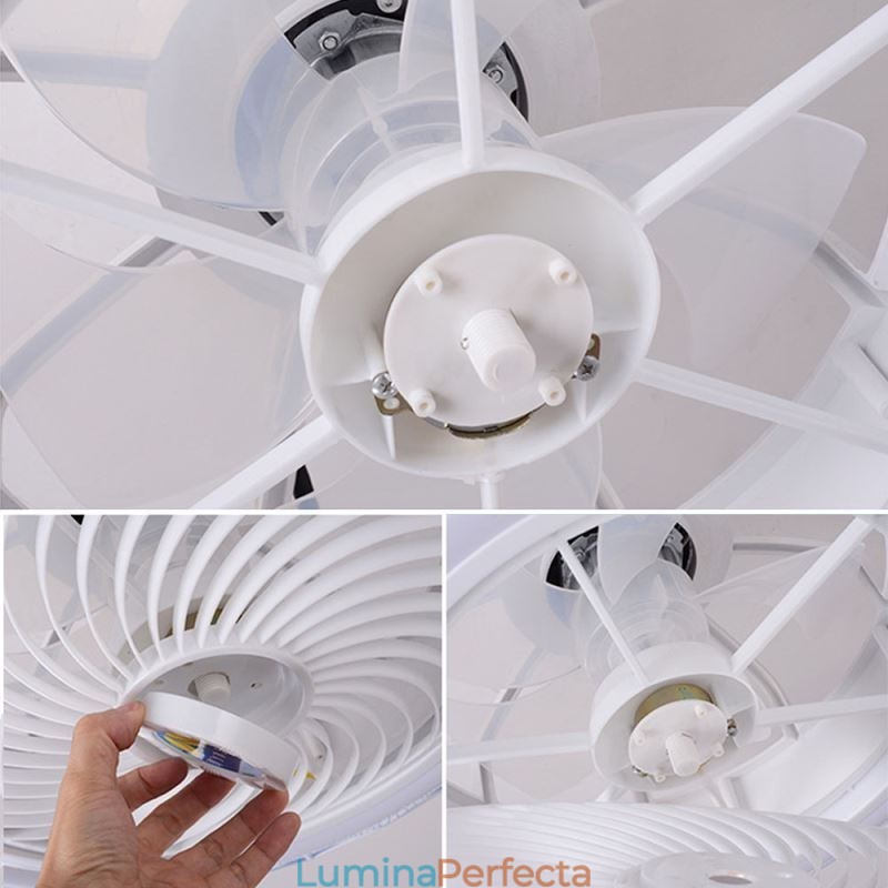 Lampă de tavan cu ventilator rotund, cu 3 viteze, cu telecomandă
