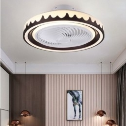 Lampă de tavan cu ventilator rotund, cu 3 viteze, cu telecomandă