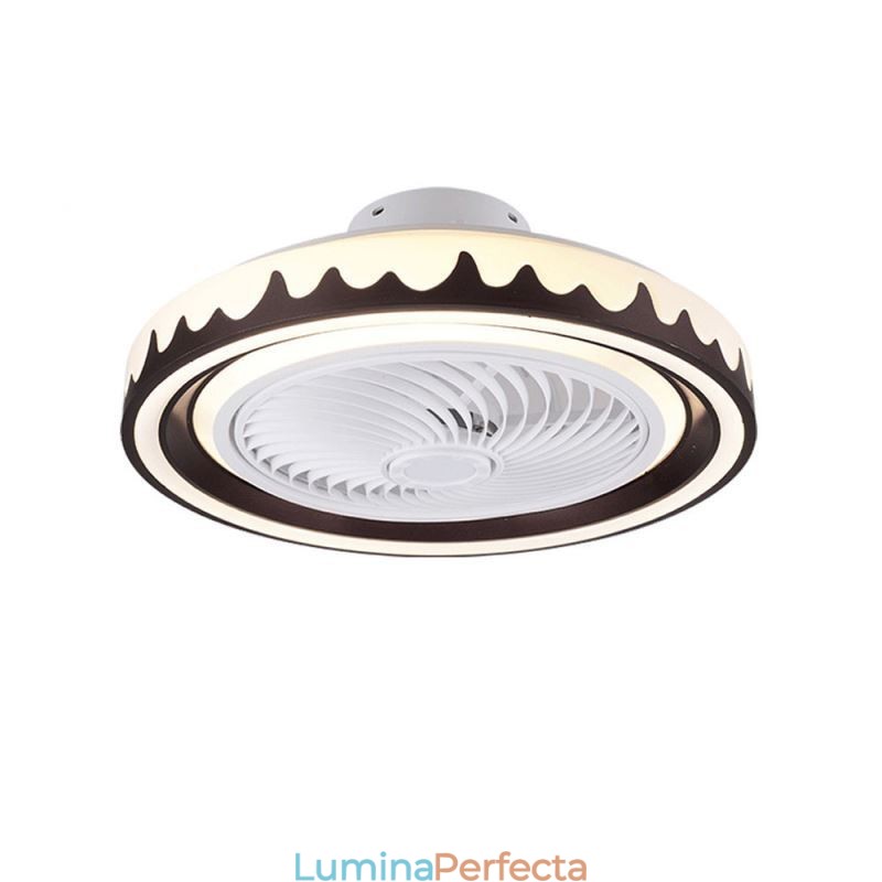 Lampă de tavan cu ventilator rotund, cu 3 viteze, cu telecomandă
