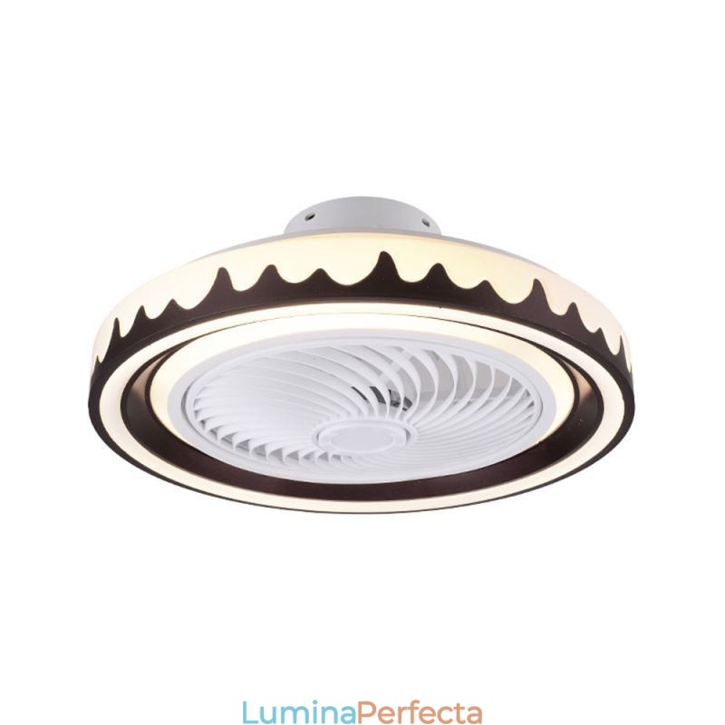 Lampă de tavan cu ventilator rotund, cu 3 viteze, cu telecomandă