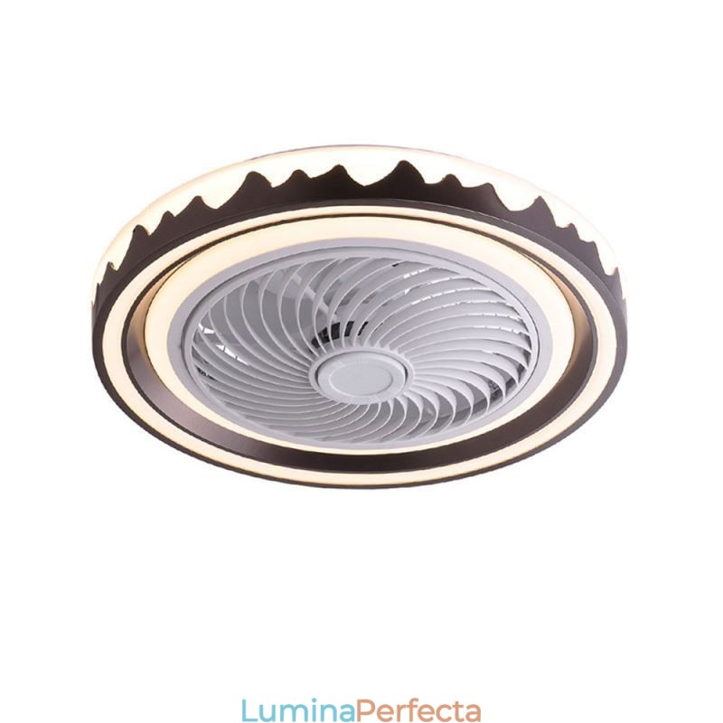 Lampă de tavan cu ventilator rotund, cu 3 viteze, cu telecomandă