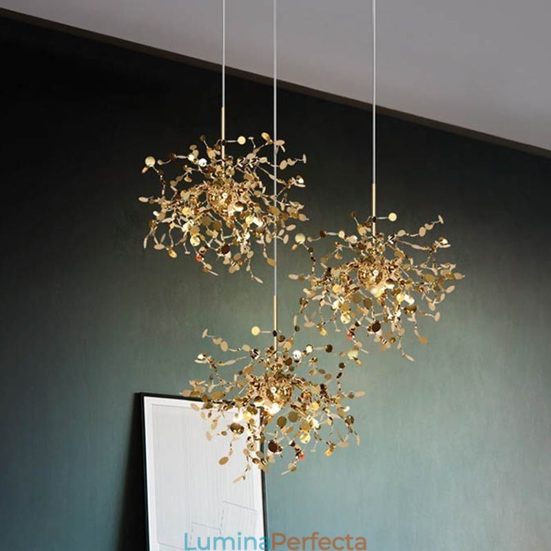 Candelabru cu 3 lumini Lampă suspendată din oțel inoxidabil Plafon