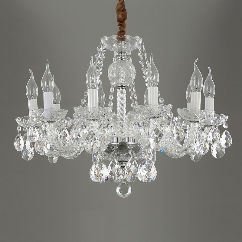 Candelabru din cristal transparent Plafoniera decorativă de lux europeană