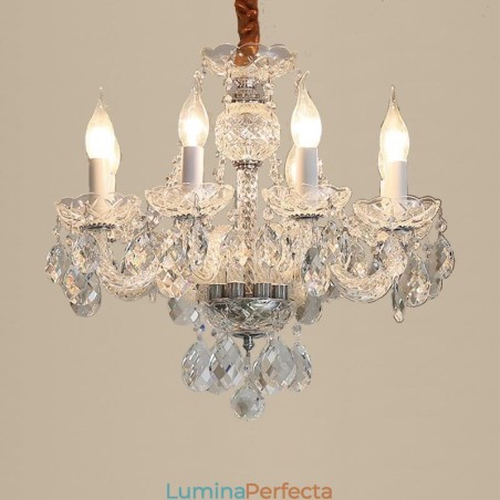Candelabru din cristal transparent european Corp de lumină din sticlă 8 lumini Candelabru din cristal transparent european Corp de lumină din sticlă 8 lumini