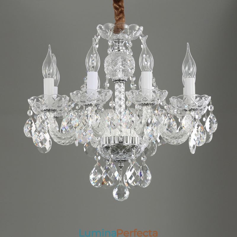 Candelabru din cristal transparent european Corp de lumină din sticlă 8 lumini