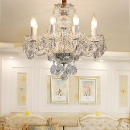 Candelabru din cristal transparent european Corp de lumină din sticlă 8 lumini