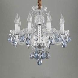 Candelabru de cristal albastru european Corp de iluminat din sticla 8 lumini