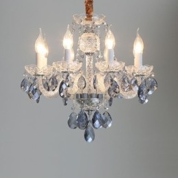 Candelabru de cristal albastru european Corp de iluminat din sticla 8 lumini