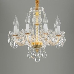 Candelabru din cristal transparent european Corp lămpi de sticlă 8 lumini Corp auriu de tavan