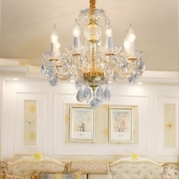 Candelabru din cristal transparent european Corp lămpi de sticlă 8 lumini Corp auriu de tavan
