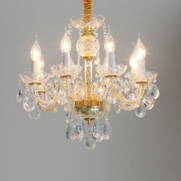 Candelabru din cristal transparent european Corp lămpi de sticlă 8 lumini Corp auriu de tavan