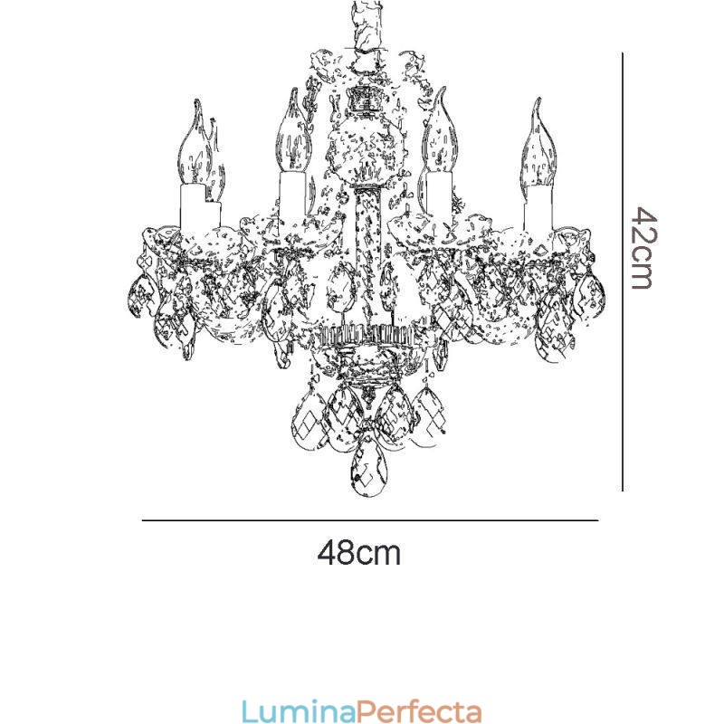 Candelabru din cristal transparent european Corp lămpi de sticlă 8 lumini Corp auriu de tavan