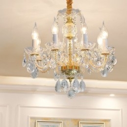 Candelabru din cristal transparent european Corp lămpi de sticlă 8 lumini Corp auriu de tavan