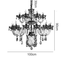 Candelabru din Cristal Elegant Culoarea Cognac Europeană Plafoniera Corp din Sticlă Strat Dublu 12+6 Lumini