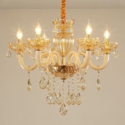 Lustra de cristal superba culoare europeana coniac Plafoniera Corp din sticla 8 lumini