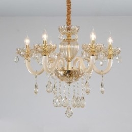 Lustra de cristal superba culoare europeana coniac Plafoniera Corp din sticla 8 lumini