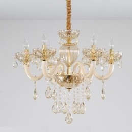 Lustra de cristal superba culoare europeana coniac Plafoniera Corp din sticla 8 lumini