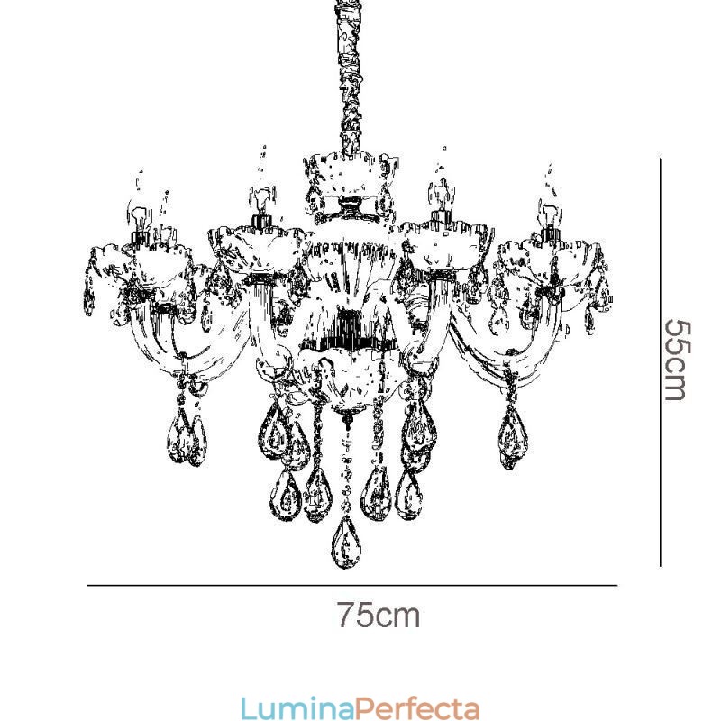 Lustra de cristal superba culoare europeana coniac Plafoniera Corp din sticla 8 lumini