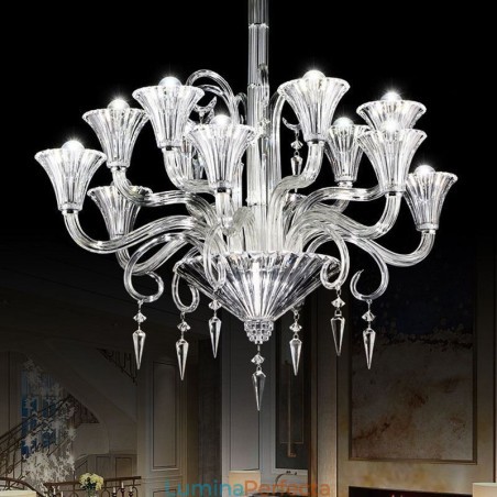 Plafoniera cu decorare candelabru din cristal european cu 12 lumini