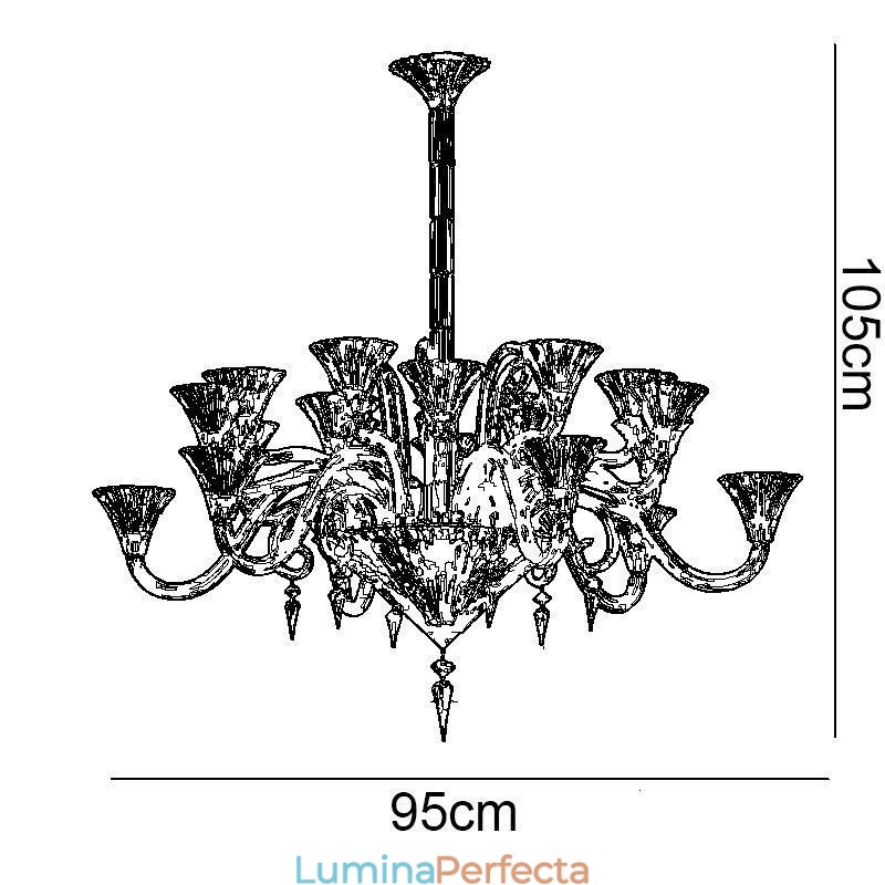 Plafoniera cu decorare candelabru din cristal european cu 12 lumini
