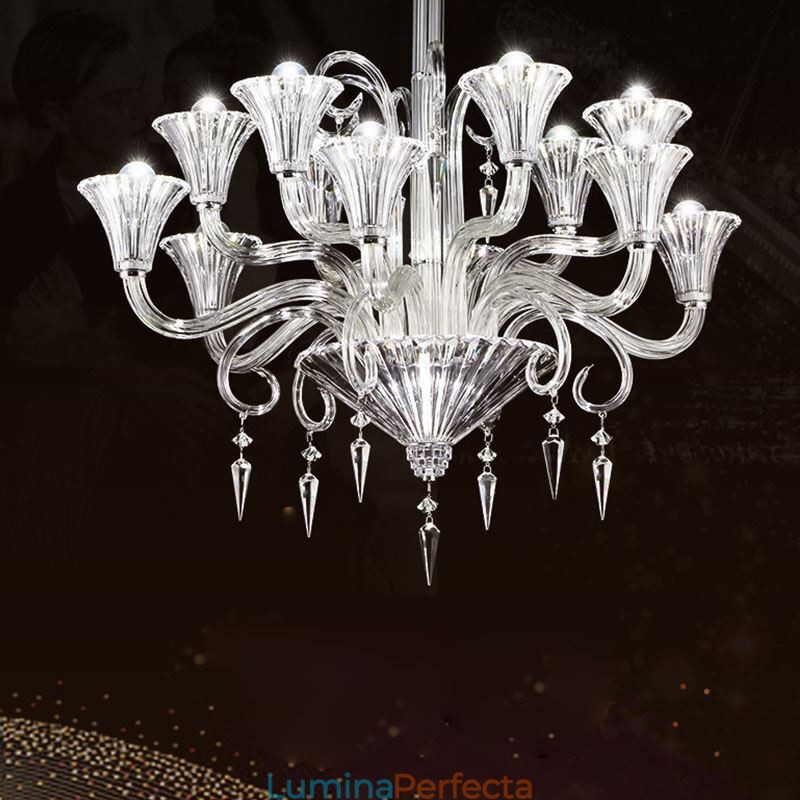 Plafoniera cu decorare candelabru din cristal european cu 12 lumini